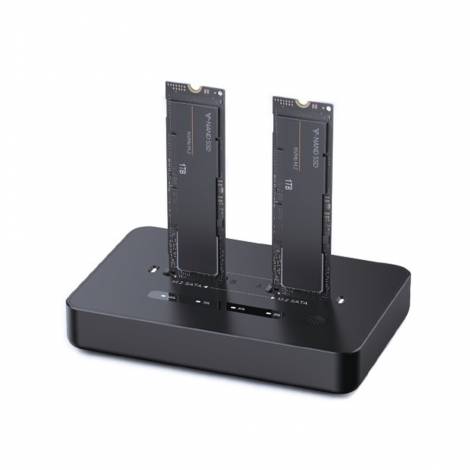 GEMBIRD DUAL DRIVE USB TYPE-C M2 SATA & NVME SSD DOCKING STATION BLACK