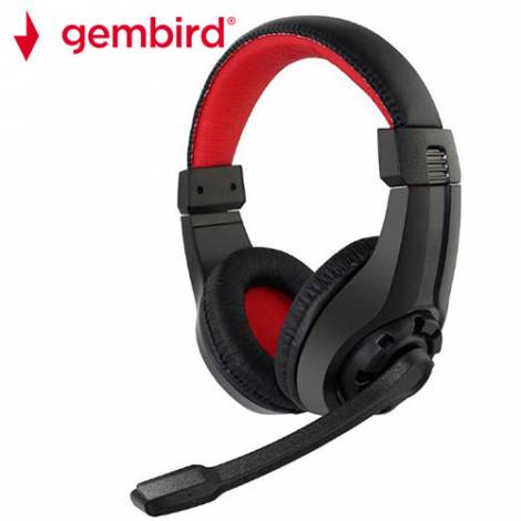 GEMBIRD GAMING HEADSET WITH VOLUME CONTROL BLACK/RED