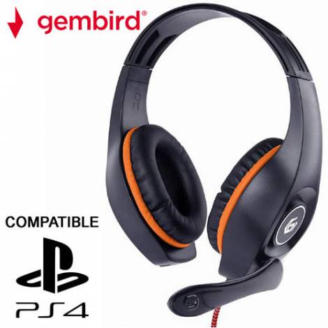 GEMBIRD GAMING HEADSET WITH VOLUME CONTROL PC/PS4 ORANGE-BLACK (REF-GHS-05-O)