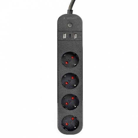 GEMBIRD SMART POWER STRIP WITH USB CHARGER 4 SOCKETS BLACK