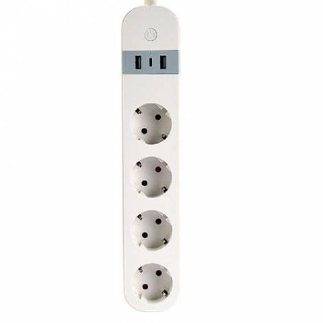 GEMBIRD SMART POWER STRIP WITH USB CHARGER 4 SOCKETS WHITE