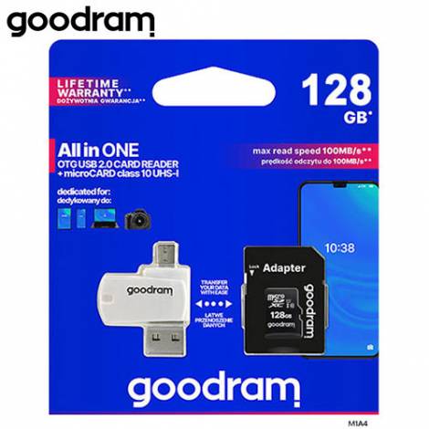 GOODRAM ALL IN ONE 128GB MICRO CARD CL10 UHS I +CARD READER M1A4