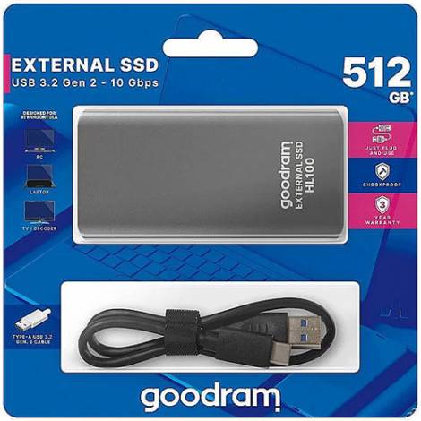 GOODRAM EXTERNAL SSD HL100 512GB + USB CABLE TYPE C