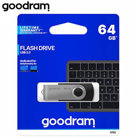 GOODRAM USB 2,0 FLASH DRIVE 64GB UTS2 BLACK