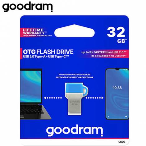 GOODRAM USB 3.0 DUAL DRIVE TYPE A & TYPE C 32GB ODD3
