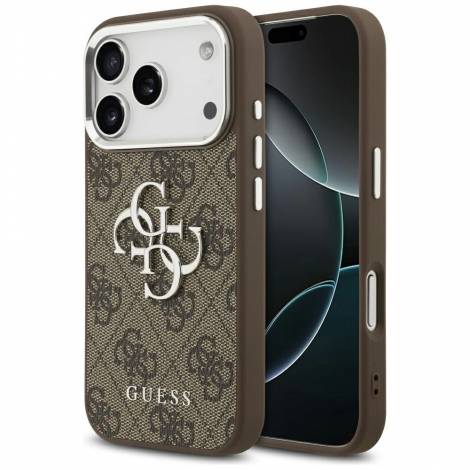 Guess - 4G Big Logo - Case for iPhone 17 Pro - Brown -Silver - Θήκη προστασίας iPhone 17 Pro σε Καφέ - Ασημί χρώμα