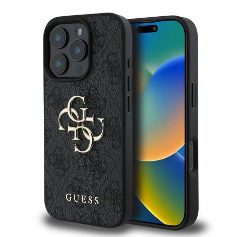 Guess “4G Logo Collection” Hard Case PU Case Θήκη προστασίας από δερματίνη – iPhone 16 Pro (Μαύρο – GUHCP16L4GMGGR)