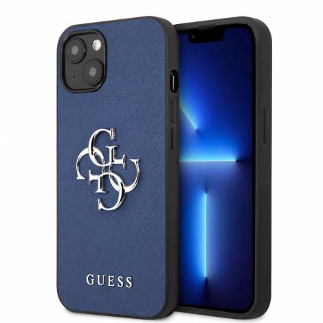 Guess “4G Logo Collection” Hard Case PU Leather Θήκη προστασίας από δερματίνη – iPhone 13 (Μπλε)