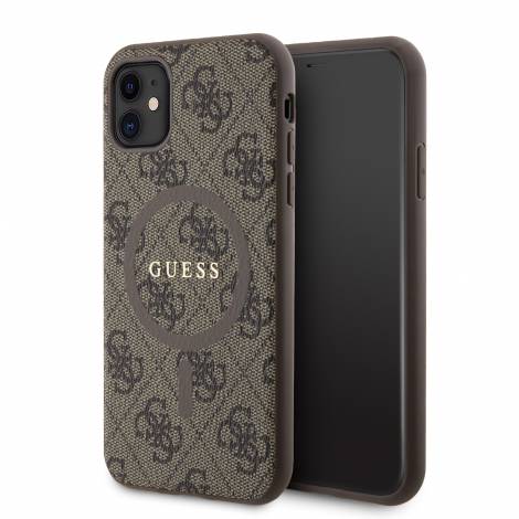 Guess “4G Logo Collection” MagSafe Ring Stand Hard Case Θήκη προστασίας από δερματίνη – iPhone 11 (Καφέ – GUHMN61G4GFRW)