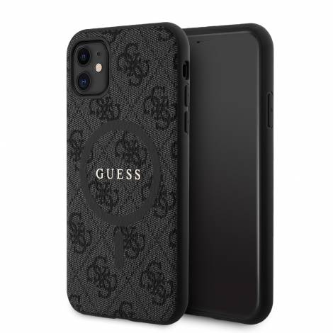 Guess “4G Logo Collection” MagSafe Ring Stand Hard Case Θήκη προστασίας από δερματίνη – iPhone 11 (Μαύρο – GUHMN61G4GFRK)