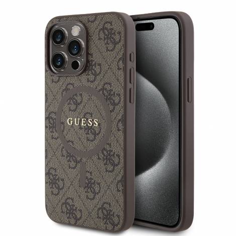 Guess “4G Logo Collection” MagSafe Ring Stand Hard Case Θήκη προστασίας από δερματίνη – iPhone 15 Pro Max (Καφε – GUHMP15XG4GFRW)