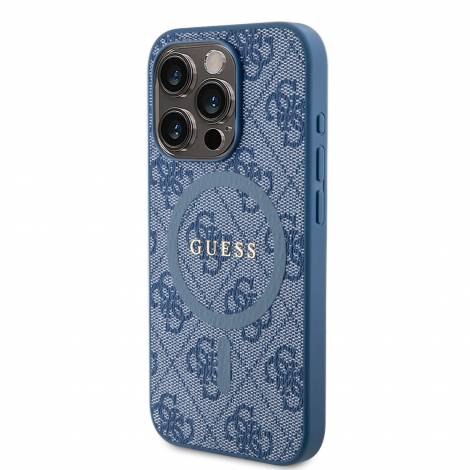 Guess “4G Logo Collection” MagSafe Ring Stand Hard Case Θήκη προστασίας από δερματίνη – iPhone 15 Pro Max (Μπλε – GUHMP15XG4GFRB)