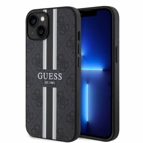 Guess “4G Logo Collection” Printed Stripes Magsafe Θήκη προστασίας από δερματίνη – iPhone 14 (Μαύρο – GUHMP14SP4RPSK)