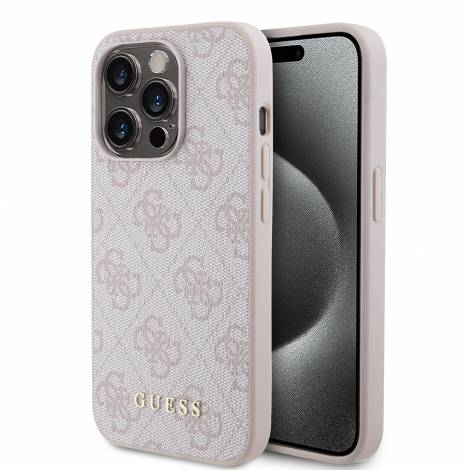 Guess “4G Metal Logo Collection” PU Leather Case Θήκη προστασίας από δερματίνη – iPhone 15 Pro (Ροζ – GUHCP15LG4GFPI)