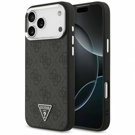 Guess 4G Triangle Logo MagSafe Case for iPhone 18 Pro Max / 17 Pro Max – Black / Silver – Θήκη Προστασίας για iPhone 18 Pro Max / 17 Pro Max σε Μαύρο / Ασημί Χρώμα