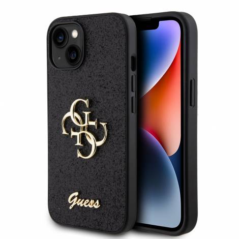 Guess Fixed Glitter 4G Logo Case Θήκη προστασίας από σιλικόνη – iPhone 15 (Black – GUHCP15SHG4SGK)