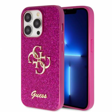 Guess Fixed Glitter 4G Logo Case Θήκη προστασίας από σιλικόνη – iPhone 15 Pro Max (Purple – GUHCP15XHG4SGU)