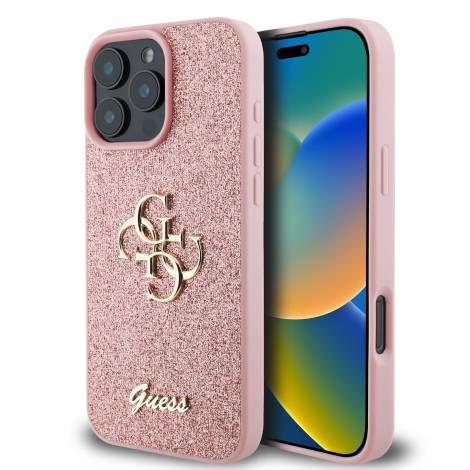 Guess Fixed Glitter Big 4G Logo Case Θήκη προστασίας από σιλικόνη – iPhone 16 Pro (Ροζ – GUHCP16LHG4SGP)