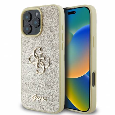 Guess Fixed Glitter Big 4G Logo Case Θήκη προστασίας από σιλικόνη – iPhone 16 Pro (Χρυσό – GUHCP16LHG4SGD)