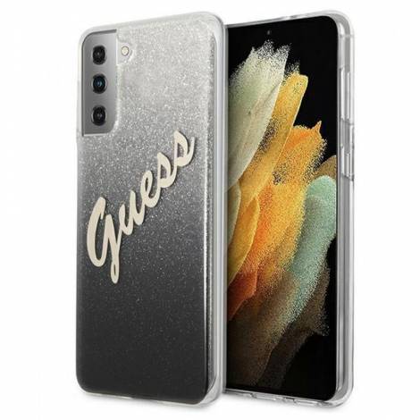 Guess Glitter Gradient Script Logo Θήκη προστασίας από σιλικόνη – Samsung Galaxy S21 (Black/Glitter)