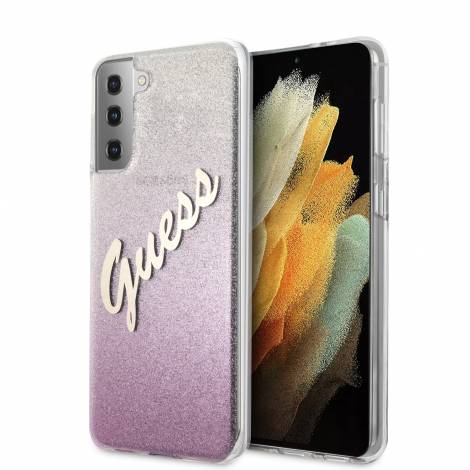 Guess Glitter Gradient Script Logo Θήκη προστασίας από σιλικόνη – Samsung Galaxy S21 Plus (Pink/Glitter)