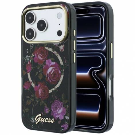 Guess IML Glitter Blossom Roses Case for iPhone 18 Pro / 17 Pro – Black – Θήκη Προστασίας για iPhone 18 Pro / 17 Pro σε Μαύρο Χρώμα