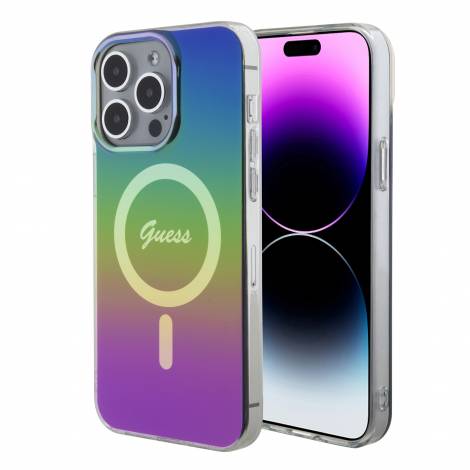 Guess Iridescent Magsafe Case Πολύχρωμη θήκη προστασίας από σκληρό πλαστικό – iPhone 15 Pro Max (Rainbow Black – GUHMP15XHITSK)