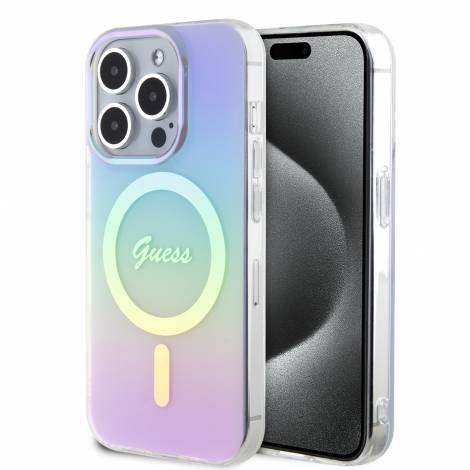 Guess Iridescent Magsafe Case Πολύχρωμη θήκη προστασίας από σκληρό πλαστικό – iPhone 15 Pro Max (Rainbow Purple – GUHMP15XHITSU)