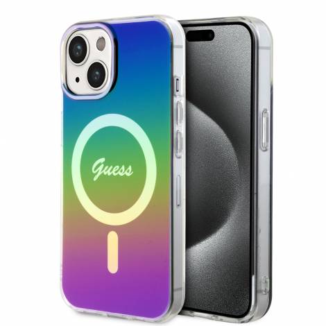 Guess Iridescent Magsafe Case Πολύχρωμη θήκη προστασίας από σκληρό πλαστικό – iPhone 15 (Rainbow Black – GUHMP15SHITSK)