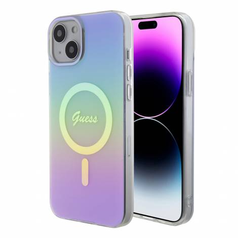Guess Iridescent Magsafe Case Πολύχρωμη θήκη προστασίας από σκληρό πλαστικό – iPhone 15 (Rainbow Purple – GUHMP15SHITSU)