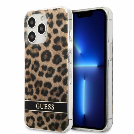 Guess Leopard Electro Stripe Hard Case Θήκη προστασίας με animal print σχεδίαση για iPhone 13 Pro Max (Καφέ/Leopard)