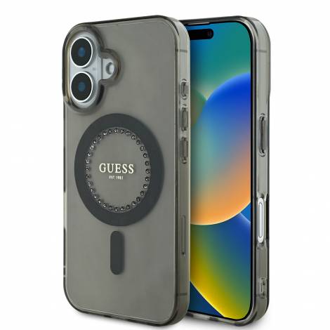 Guess “Rhinestones” Hard Case Θήκη προστασίας από σκληρό πλαστικό – iPhone 16 (Μαύρο – GUHMP16SPFTDTEK)