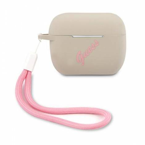 Guess Vintage Script Pink Logo Θήκη προστασίας από σιλικόνη για Apple Airpods Pro (Γκρι)