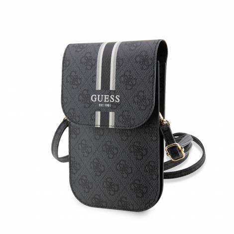 Guess “Wallet 4G Stripes” Pouch with cord Τσαντάκι κατάλληλο για smartphone Small / Medium (170x95mm) με κορδονάκι (Μαύρο – GUWBP4RPSK)