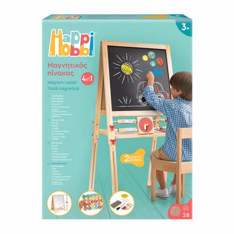 HappiHobbi Magnet Ξύλινος Μαγνητικός Επιδαπέδιος Πίνακας 2 Όψεων Για 3+ Χρονών