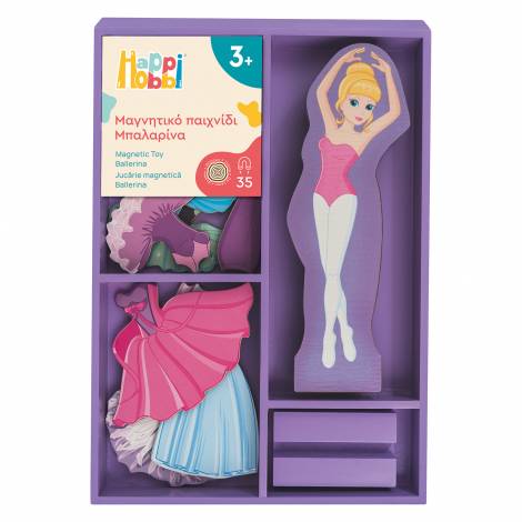 HappiHobbi Magnet Sweet Ballerina Dress-Up 35 Εκπαιδευτικοί Ξύλινοι Μαγνήτες Για 3+ Χρονών
