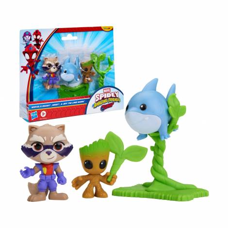 Hasbro Disney Jr.: Marvel Spidey and His Amazing Friends Rescue Webs - Groot, Rocket & Jeff the Land Shark Figures (G3045)