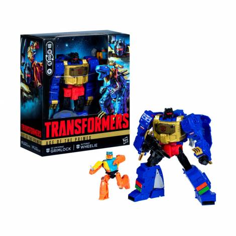 Hasbro Fans Transformers: Age of Primes Leader Class - G2 Universe Grimlock & Autobot Wheelie 2-Pack Action Figures (19cm) (G0487)