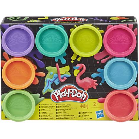 Hasbro Play-Doh Neon Non Toxic Set of 8 Colours Cans (E5063EU40)