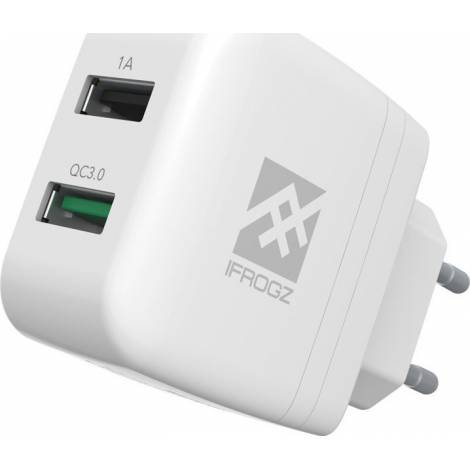iFrogz UniqueSync Διπλός USB Φορτιστής Σπιτιού 3Α & 1Α με Qualcomm Quick Charge 3.0 - white (309901165)