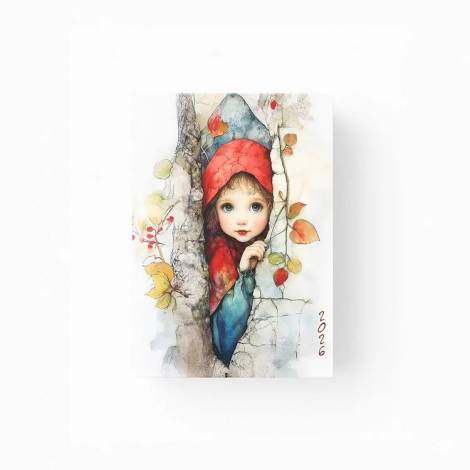 Ημερολόγιο Ημερήσιο Δεμένο 2026 HYDRO@RT 15Χ21 Κορίτσι με Κόκκινο Σκούφο