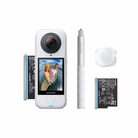 Insta360 X4 Air Starter Bundle White - Lightweight 8K 360 AI Act Cam Selfie stick,2xbattery,lens cap