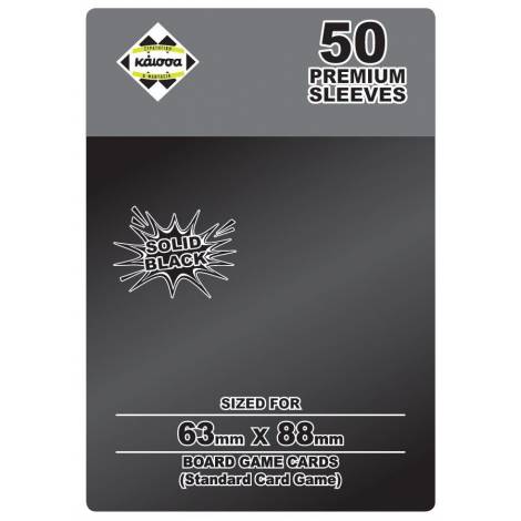 Kaissa Standard Card Sleeves Θήκες για Κάρτες 63mmx88 Solid Black 50τμχ  KA113797