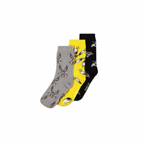 DIFUZED Κάλτσες 3τμχ 43/46 LOONEY TUNES Βαμβάκι / Πολυαμίδιο / Ελαστάν Πολύχρωμο / Με σχέδια 43/46 Unisex Looney Tunes