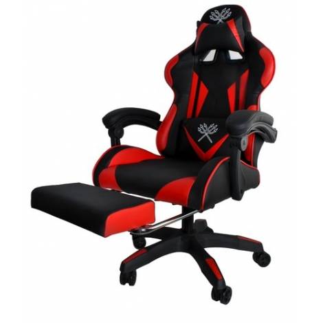 Καρέκλα Gaming με Υποπόδιο Μαύρη/Κόκκινη 00008979