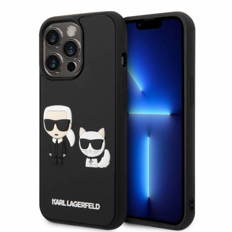 Karl Lagerfeld 3D Rubber Case Karl & Choupette Θήκη προστασίας από σιλικόνη – iPhone 14 Pro (Μαύρο - KLHCP14L3DRKCK)