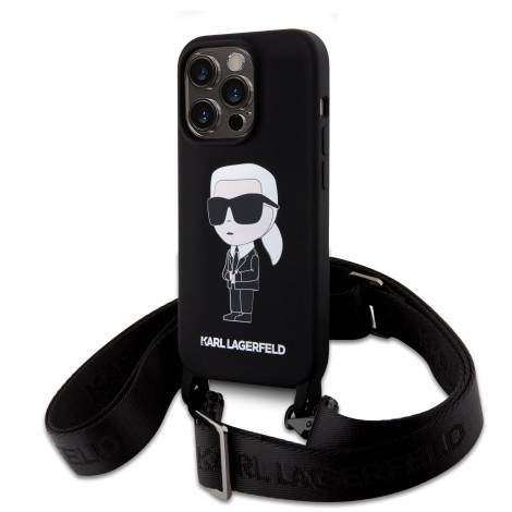 Karl Lagerfeld Crossbody Ikonik Hard Case Θήκη προστασίας από σιλικόνη – iPhone 15 (Black – KLHCP15SSCBSKNK)