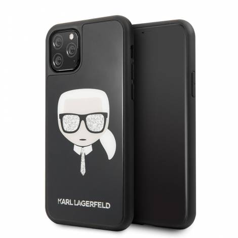 Karl Lagerfeld Double Layer Glitter Hard Case Karl's Head Θήκη προστασίας από σιλικόνη – Apple iPhone 11 Pro (Μαύρο)