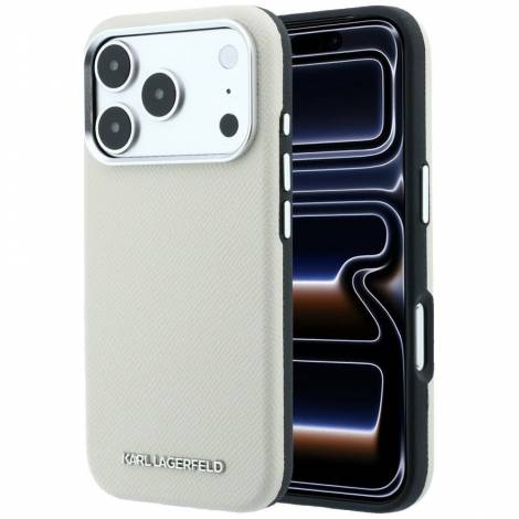 Karl Lagerfeld Grained Elongated Logo MagSafe Case for iPhone 18 Pro Max / 17 Pro Max – Beige – Θήκη Προστασίας για iPhone 18 Pro Max / 17 Pro Max σε Μπεζ Χρώμα