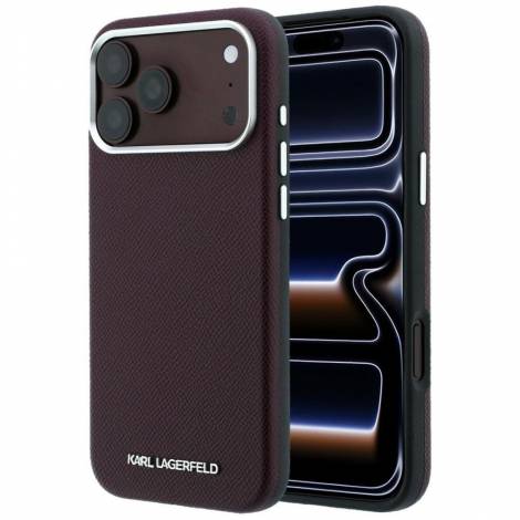 Karl Lagerfeld Grained Elongated Logo MagSafe Case for iPhone 18 Pro Max / 17 Pro Max – Burgundy – Θήκη Προστασίας για iPhone 18 Pro Max / 17 Pro Max σε Μπορντό Χρώμα